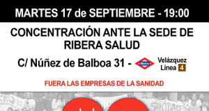 Cartel convocatoria 17 de septiembre ante la sede de Ribera Salud.