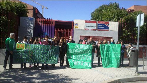 Protesta en el IES Villa de Vallecas, el año pasado. /FOTO: Marea Verde Madrid.