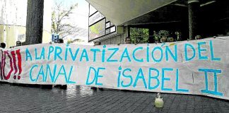 El acuerdo configura un amplio frente contra la privatización del Canal de Isabel II.