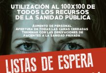 9J: Concentración contra las listas de espera en sanidad Concentración por el fin de las listas de espera.