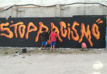 En el festival también hubo talleres, como éste de intervención mural.