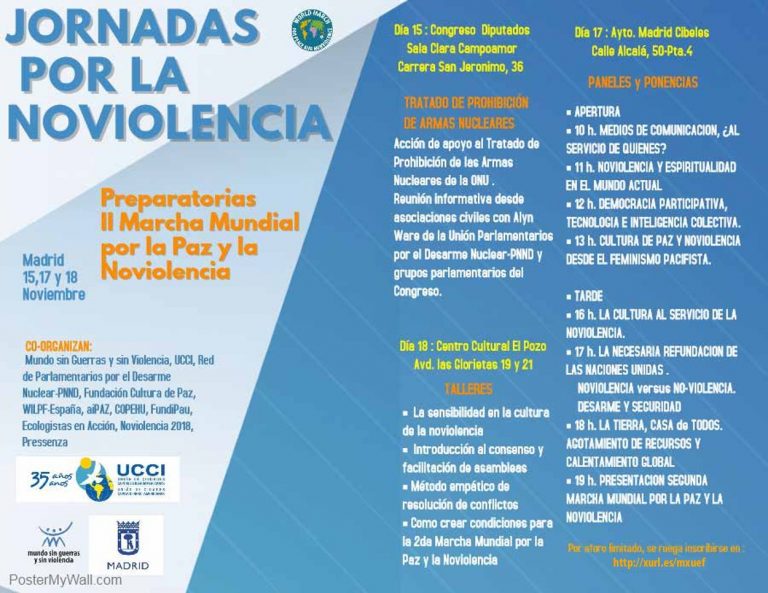 Jornadas por la Noviolencia, preparatorias de la 2ª Marcha Mundial por la Paz y la Noviolencia.