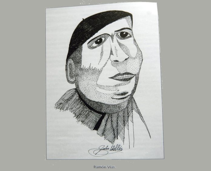 El protagonista del artículo, en un dibujo de Julio Estellés publicado en el libro 'Los guerrilleros. Esperanza del pueblo'.