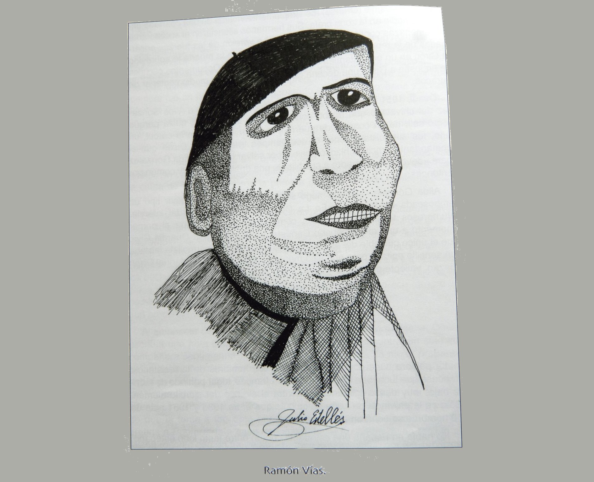 El protagonista del artículo, en un dibujo de Julio Estellés publicado en el libro 'Los guerrilleros. Esperanza del pueblo'.